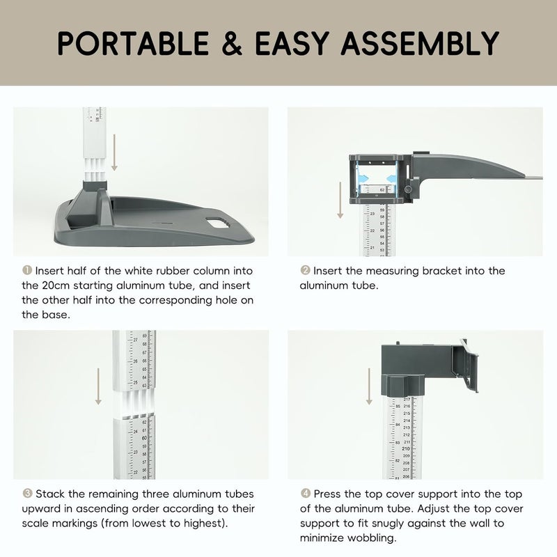 ta da Height Measurement Portable Stadiometer Height Rod 8-85 inch/20-217 cm Unit with cm & inch, Accurate Scale Height Measuring Tool with Precision Adjustment for Office Home Adults - Image 4